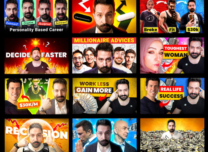 design viral thumbnails for productivity and podcast channels