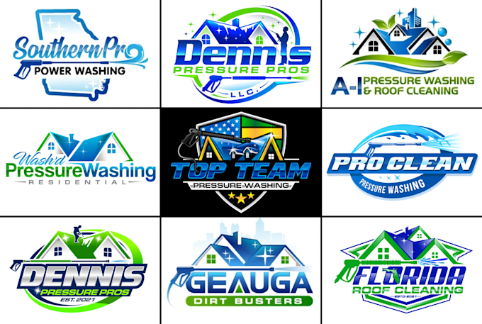 create a perfect cleaning, pressure washing and power washing logo