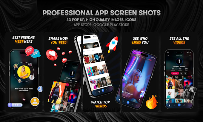 design app screenshots for app store and play store