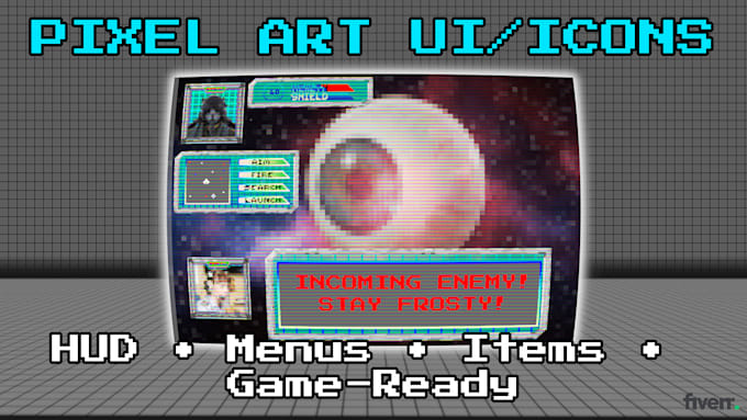 design a pixel art UI kit and icons for your game interface