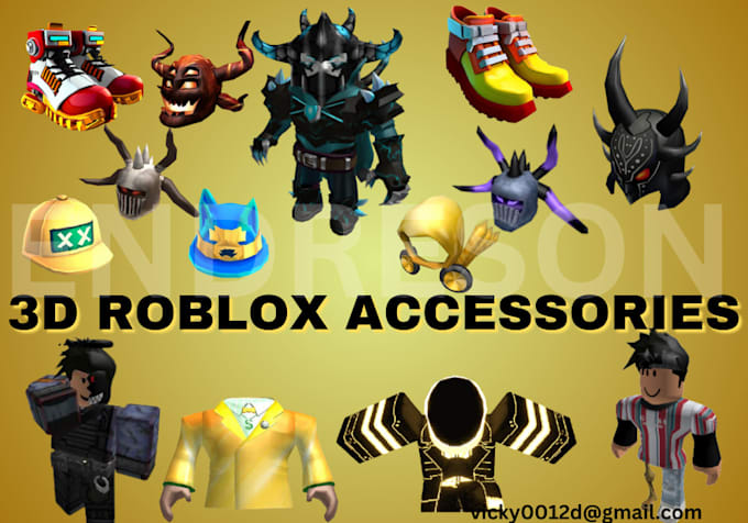 Create 3d roblox accessories backpack, hat, belt, clothes, hair using ...