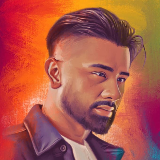 Draw a stylized digital portrait art for you by Quadtrofang Fiverr