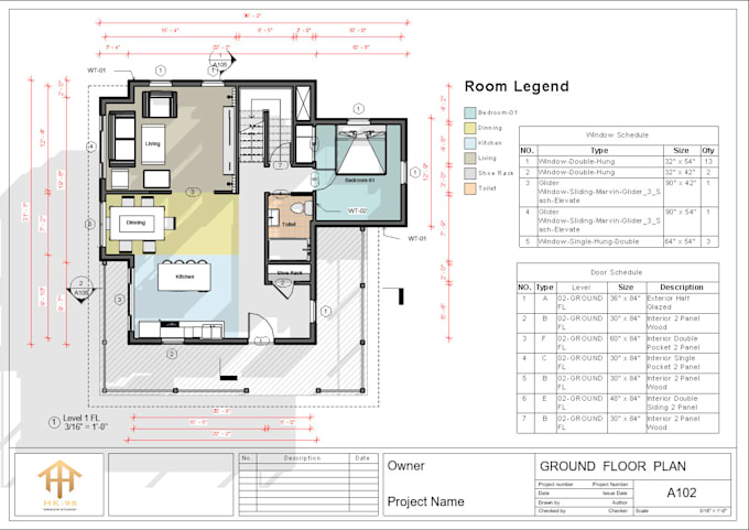 Be your architect , draftsman for house 2d floor plan design by Er ...