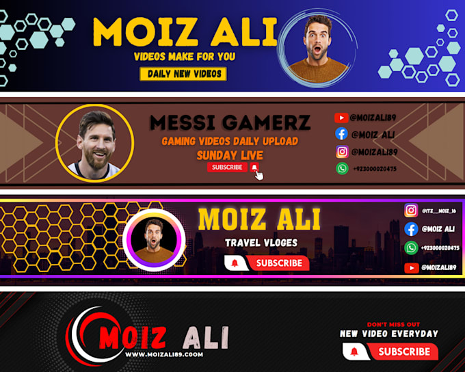 Create youtube channel art,banner,cover banner with amazing quality by ...