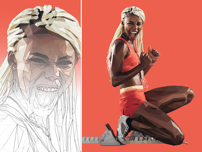 do detailed vector polygonal portraits from photo