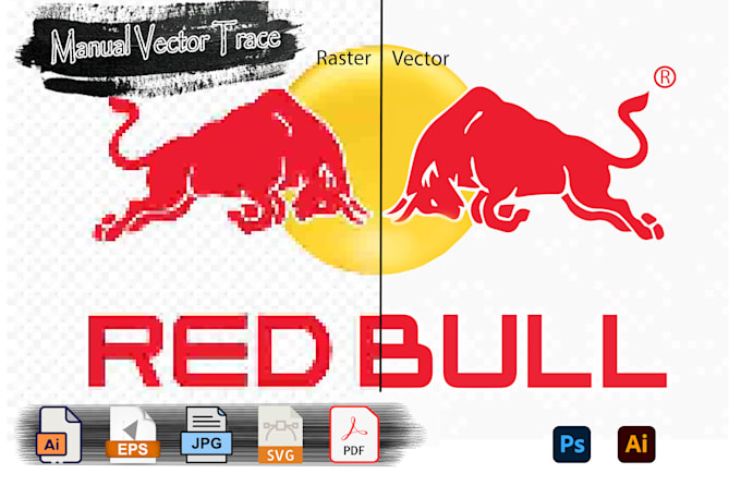 Manually trace,recreate the raster logo to upscaled vector by ...