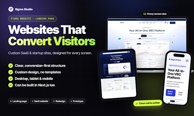 design a saas landing page or startup website UI UX in figma