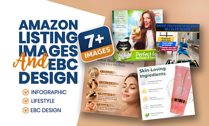 design amazon listing images, infographic and amazon product listing photos