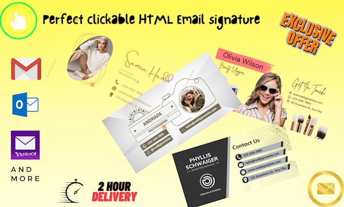 design HTML clickable email signature gmail outlook and more