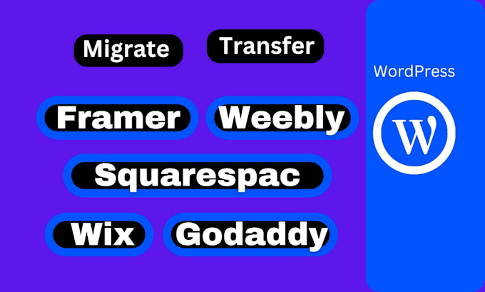 convert, transfer or migrate squarespace, godaddy, weebly, wix to wordpress