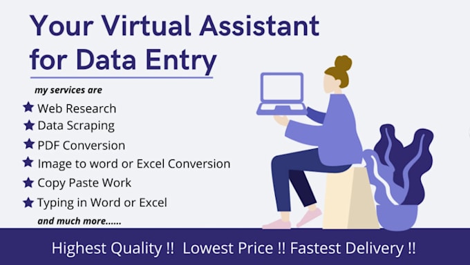 Be a virtual assistant for all your data entry needs by Smuhammad_bilal ...