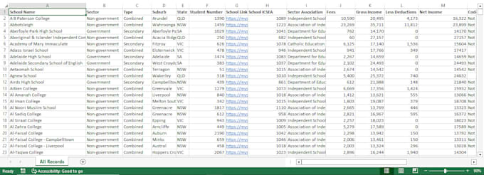 scrape data from specified web directory in custom format to excel