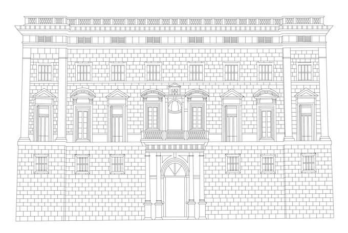 Draw a detailed building line art, ancient, architecture etc by Shohan ...