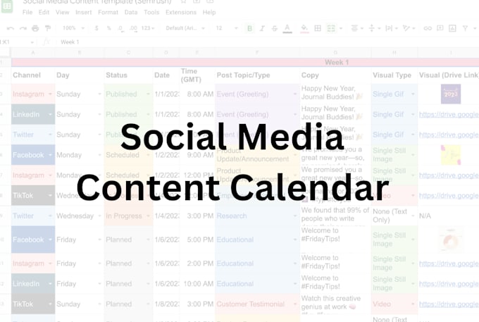 Be your social media manager with content calendar plan by