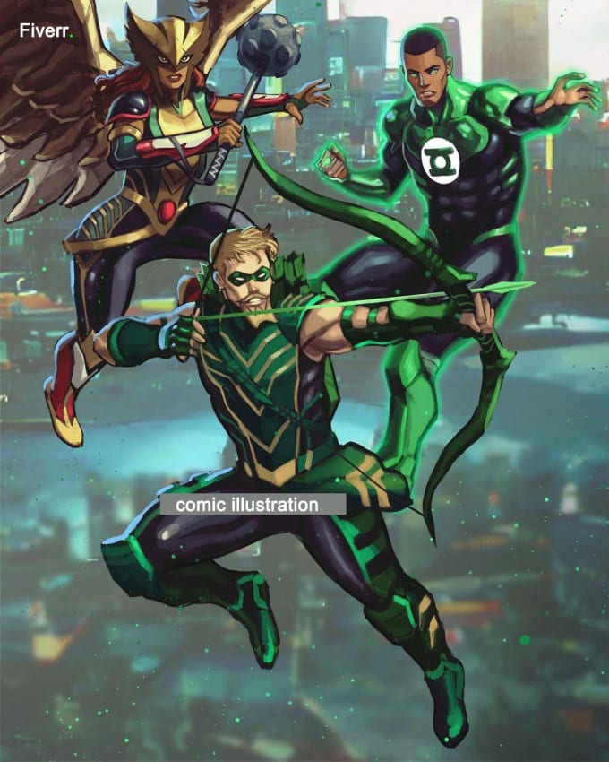 Full comic book illustration character design comic page book cover Full comic book illustration character design comic page book cover