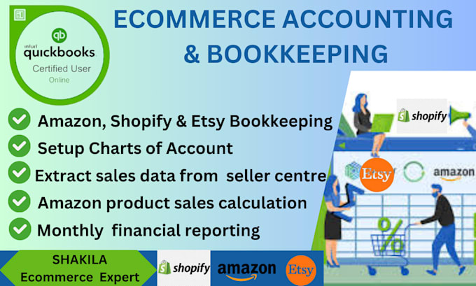 do amazon bookkeeping, shopify bookkeeping in quickbooks online