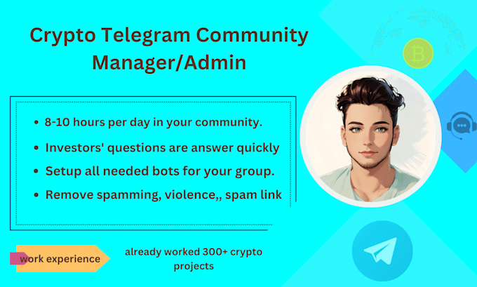 be crypto telegram community manager and admin or moderator
