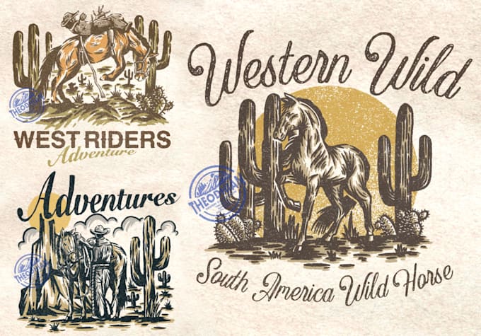 drawing vintage, western etc illustration