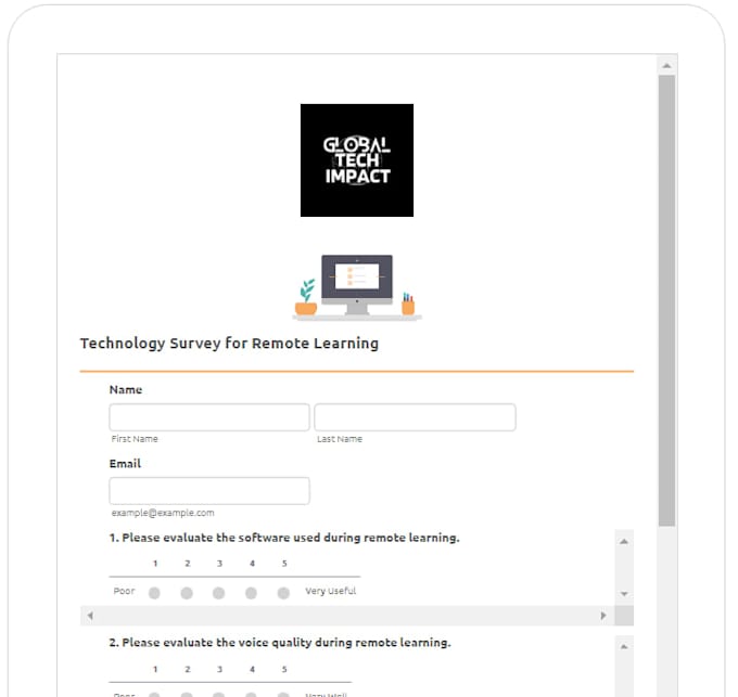create any type of online form, survey using, google forms