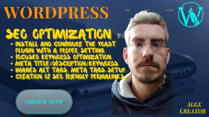 do wordpress yoast and technical seo optimization, one page