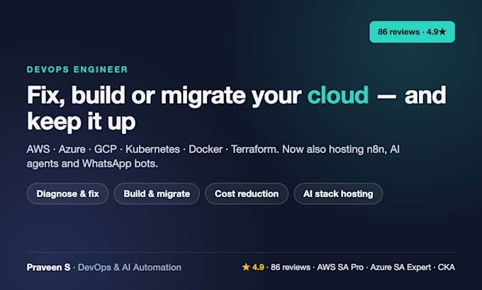 be your devops engineer for AWS, azure, kubernetes, docker and terraform