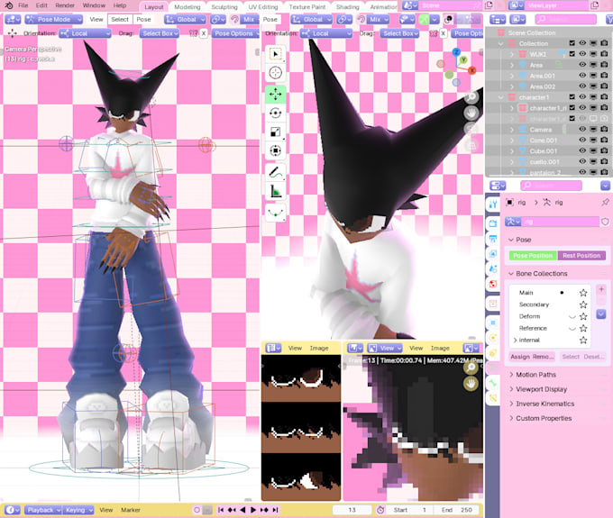 do a retro 3d character low poly in n64 and ps1 style