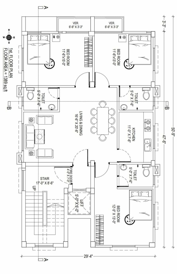 Draw floor plan autocad 2d drawing by Archmamunislam | Fiverr
