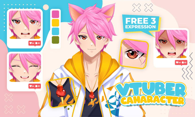 design and rig your anime style live2d vtuber model for stream