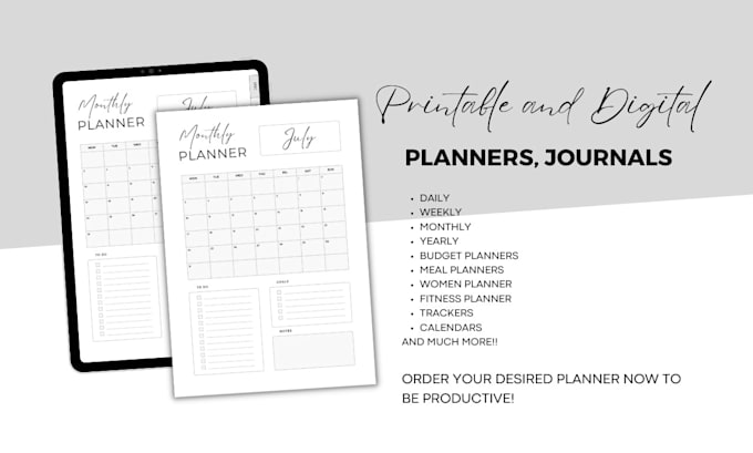 Design printable planner digital planner digital journal calendar