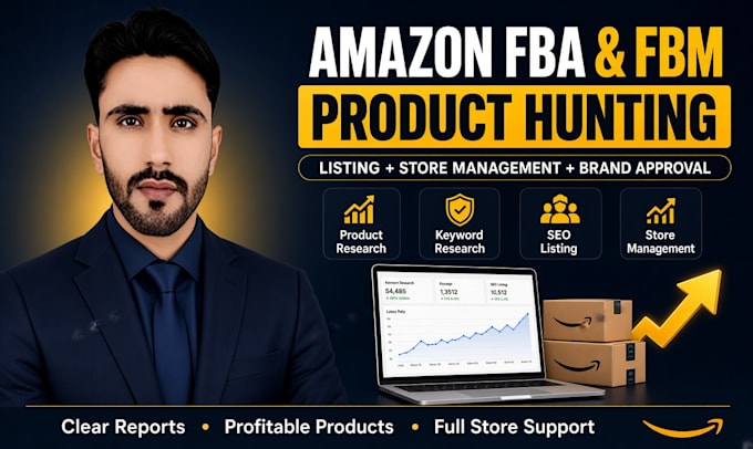 do amazon fba and fbm product research, listing and full store management