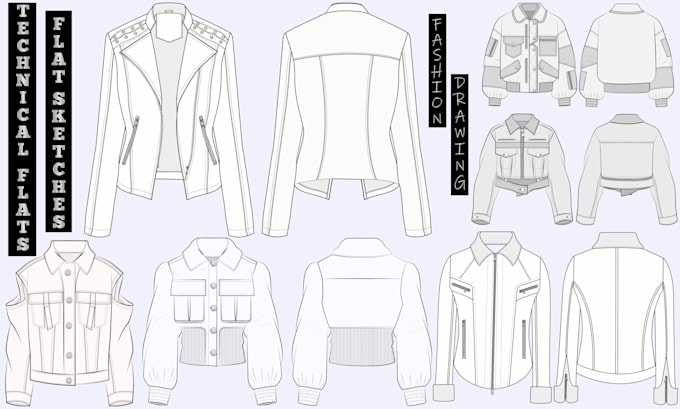 do technical flat sketches and fashion flats