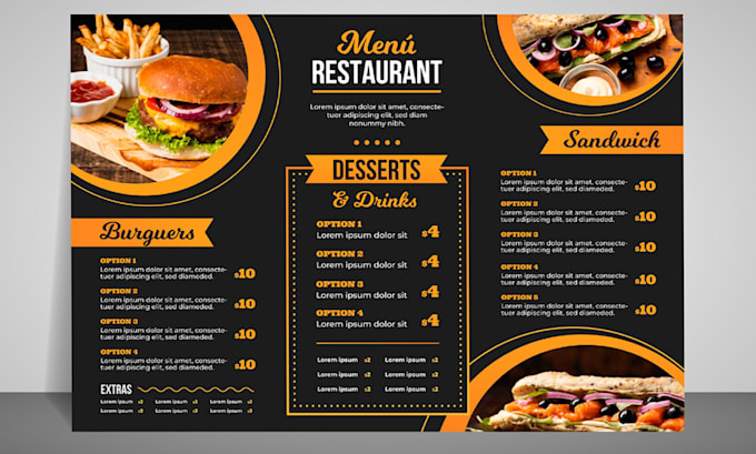 do attractive editable restaurant menu design