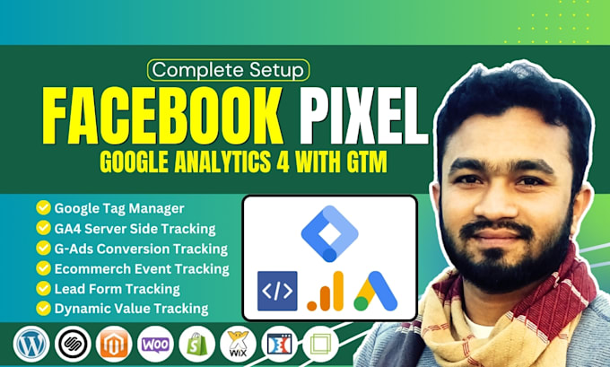 fix or set up facebook pixel , google analytics 4, conversion tracking
