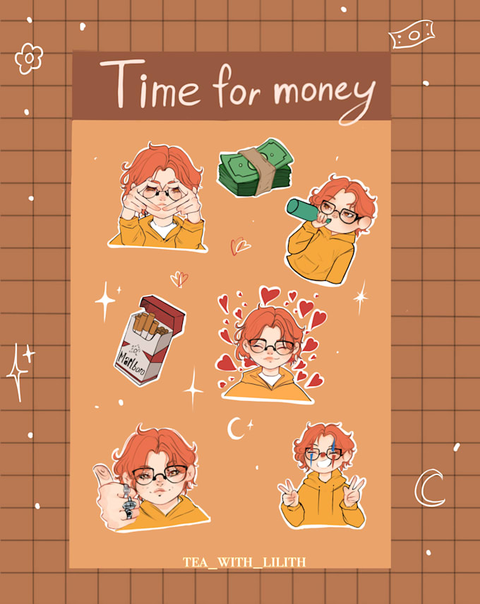 illustrate digital stikers package with love for you