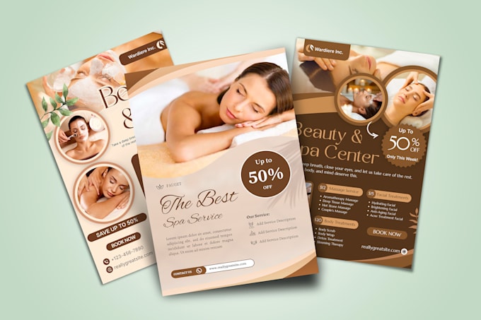 design a luxury spa, massage, wellness, and beauty salon menu or skincare flyer