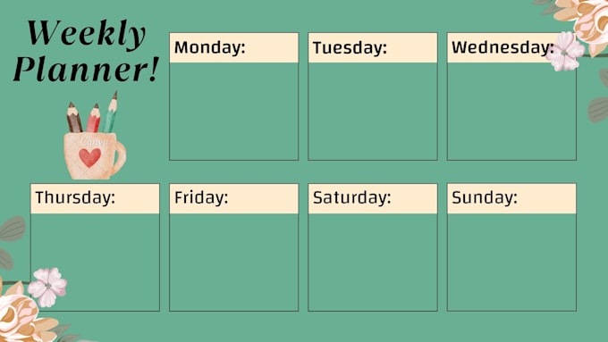 create a custom printable weekly, monthly calendar