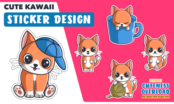 crea lindos diseños de pegatinas kawaii, personajes de dibujos animados de  alimentos de animales