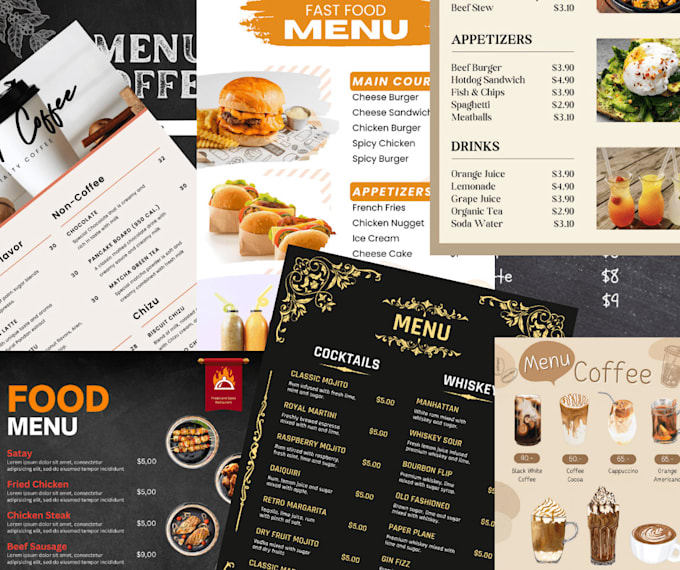 Design your menu and business card by Mohamed_ahmed96 | Fiverr