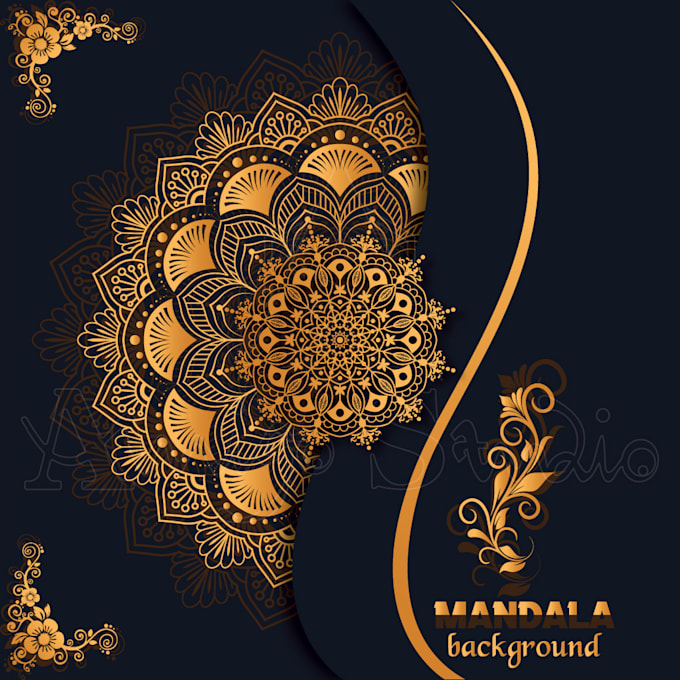create hand drawing mandala art, mandala background, and logo