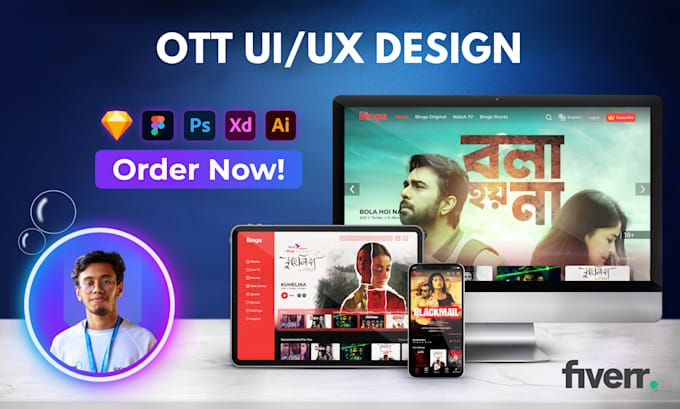 Create modern ott application ui ux design by Junaedasif | Fiverr