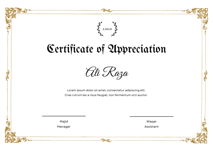 Design professional and eye catching certificate by Alirazasukkkur | Fiverr