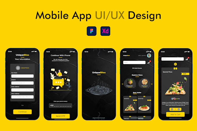 Design stunning mobile app ui ux design using figma and xd