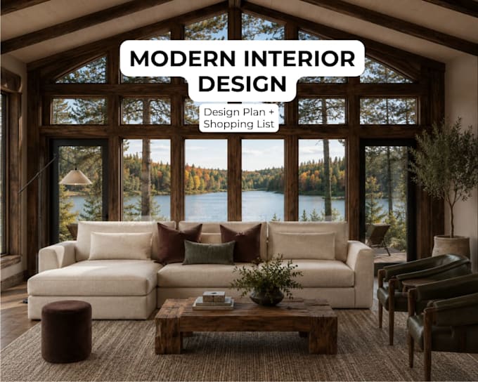 create a modern interior design with a shopping list