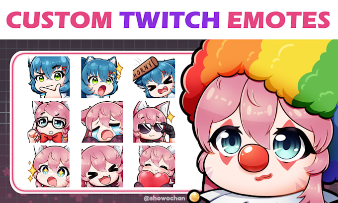draw custom cute twitch emotes
