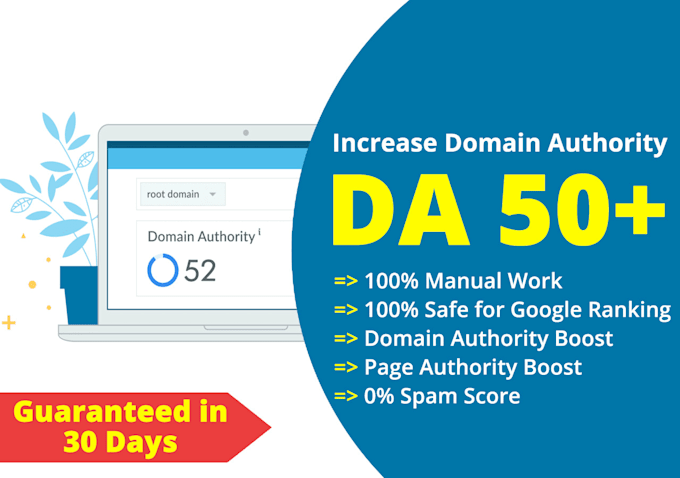 increase website authority moz da and ahref DR 50