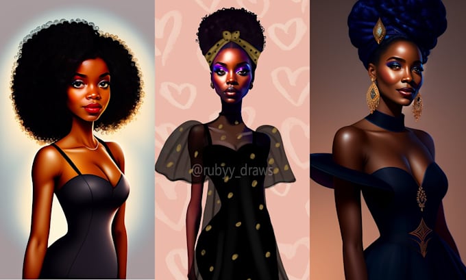 draw beautiful african american character illustration