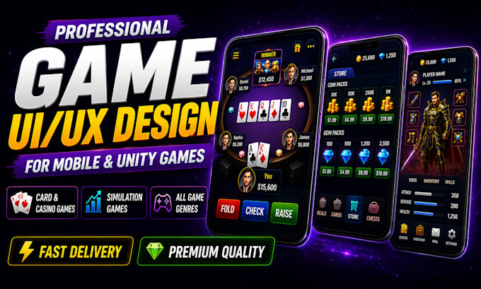 design professional game UI UX for unity games