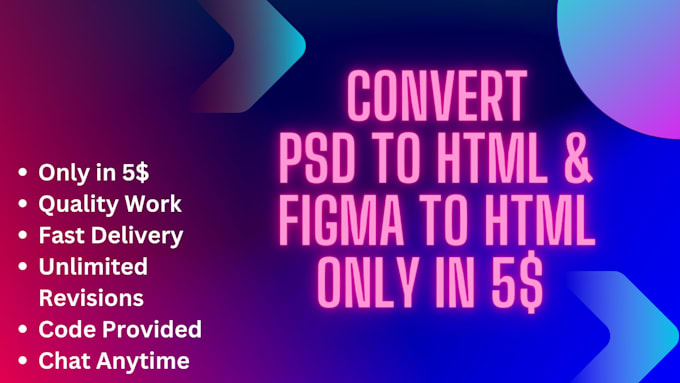 Convert psd to html, figma to html by Bilalmajid010 | Fiverr