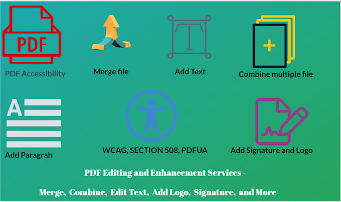 merge , remove page , edit text, add logo