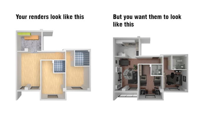 3d model and render your floor plan by Aleksde | Fiverr